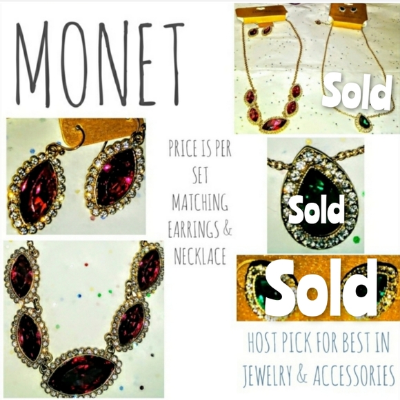 Monet Gold Social Necklace w/Matching Earrings NWT - Picture 7 of 16